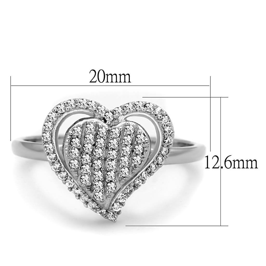 Bague en argent sterling rhodium 925 avec CZ de grade AAA en clair