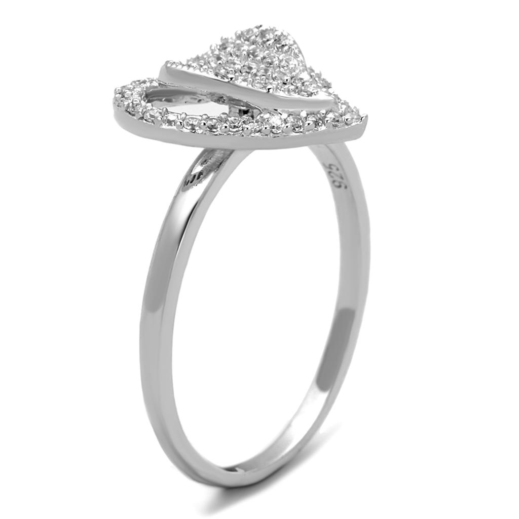 Bague en argent sterling rhodium 925 avec CZ de grade AAA en clair
