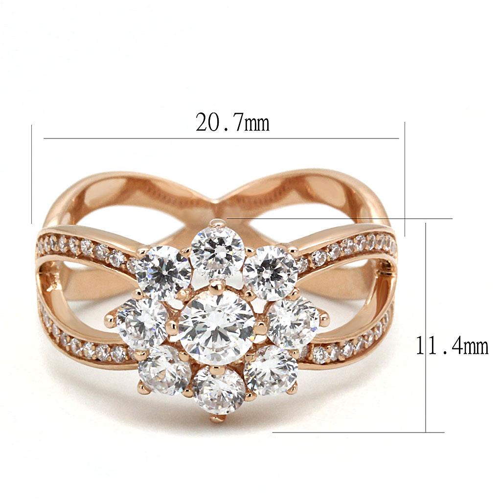 Bague en argent sterling 925 rose doré avec CZ de grade AAA en clair