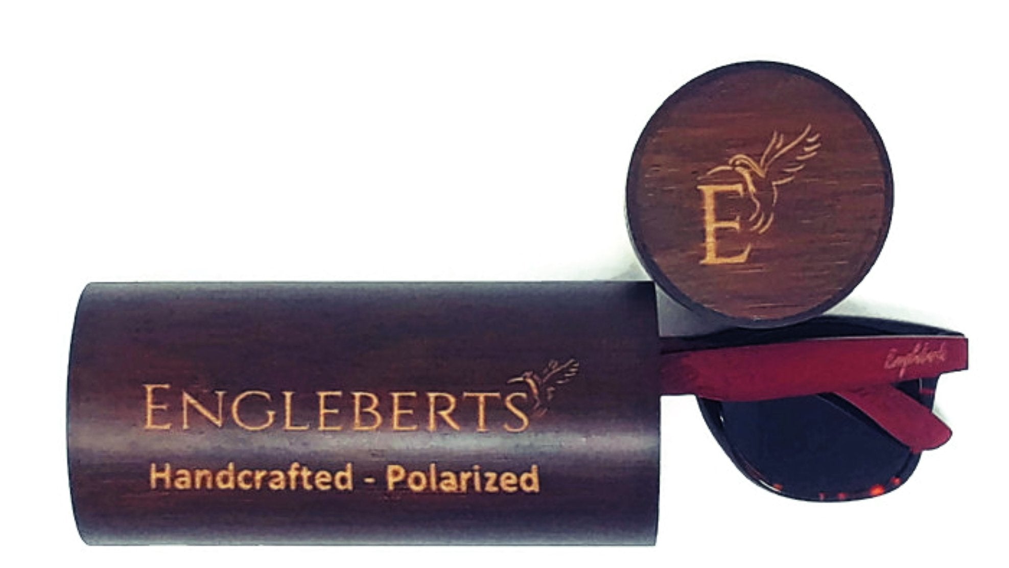 Lunettes de soleil encadrées en bambou rouge pour tortue avec étui en bois, gravées à la main