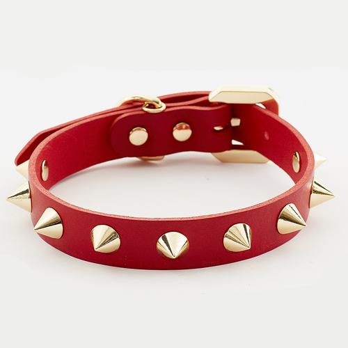 Collier en Cuir Végétal Rouge