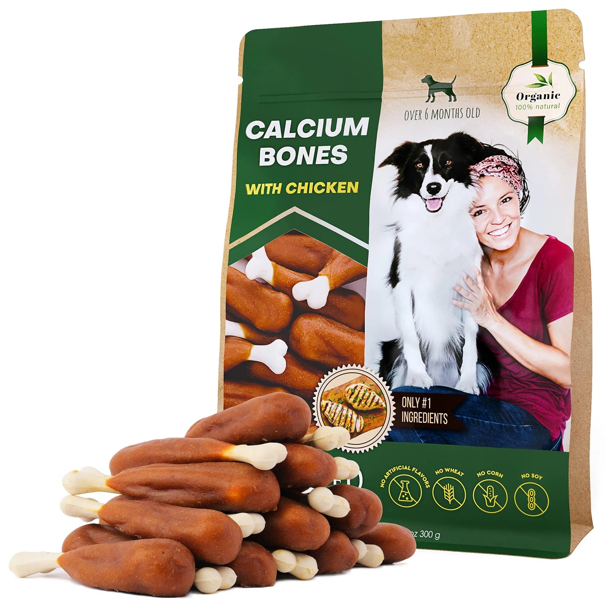 Friandises à mâcher pour chien - Os au calcium enrobés de poulet