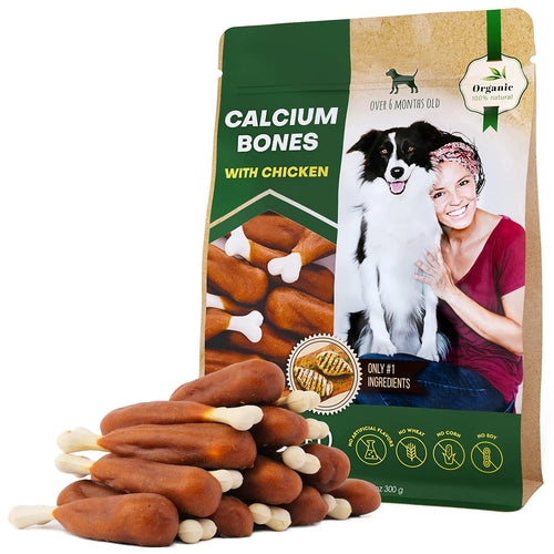 Friandises à mâcher pour chien - Os au calcium enrobés de poulet