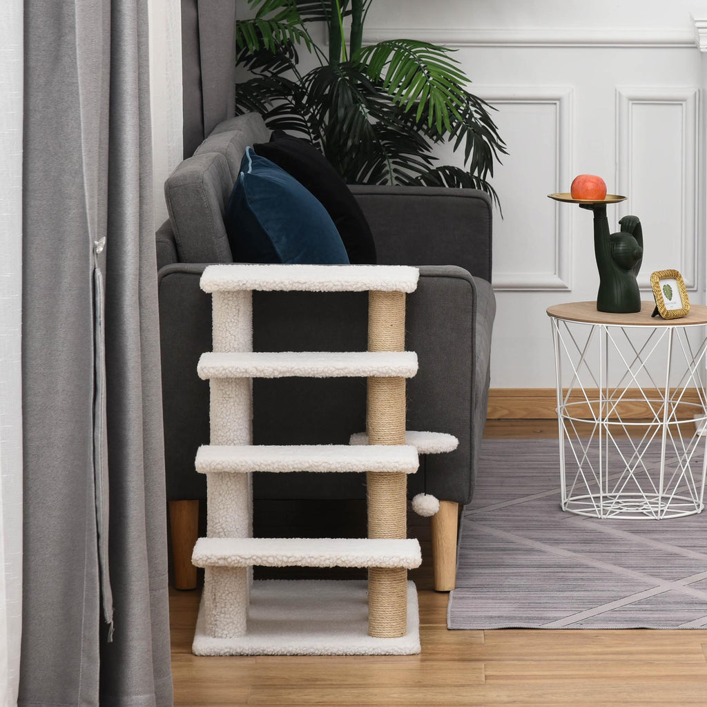 4 Levels Chat Steps avec Griffoir Posts pour High Lit, Sofa, White