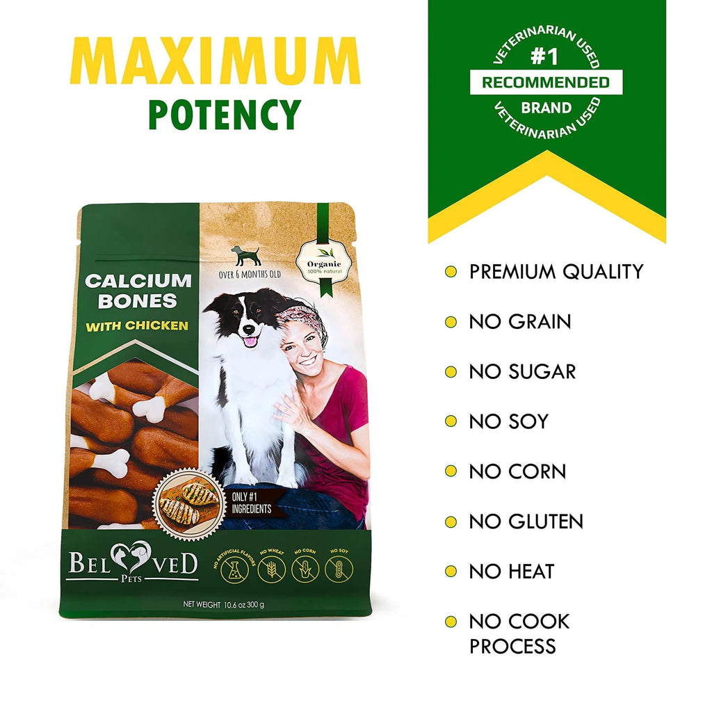 Friandises à mâcher pour chien - Os au calcium enrobés de poulet