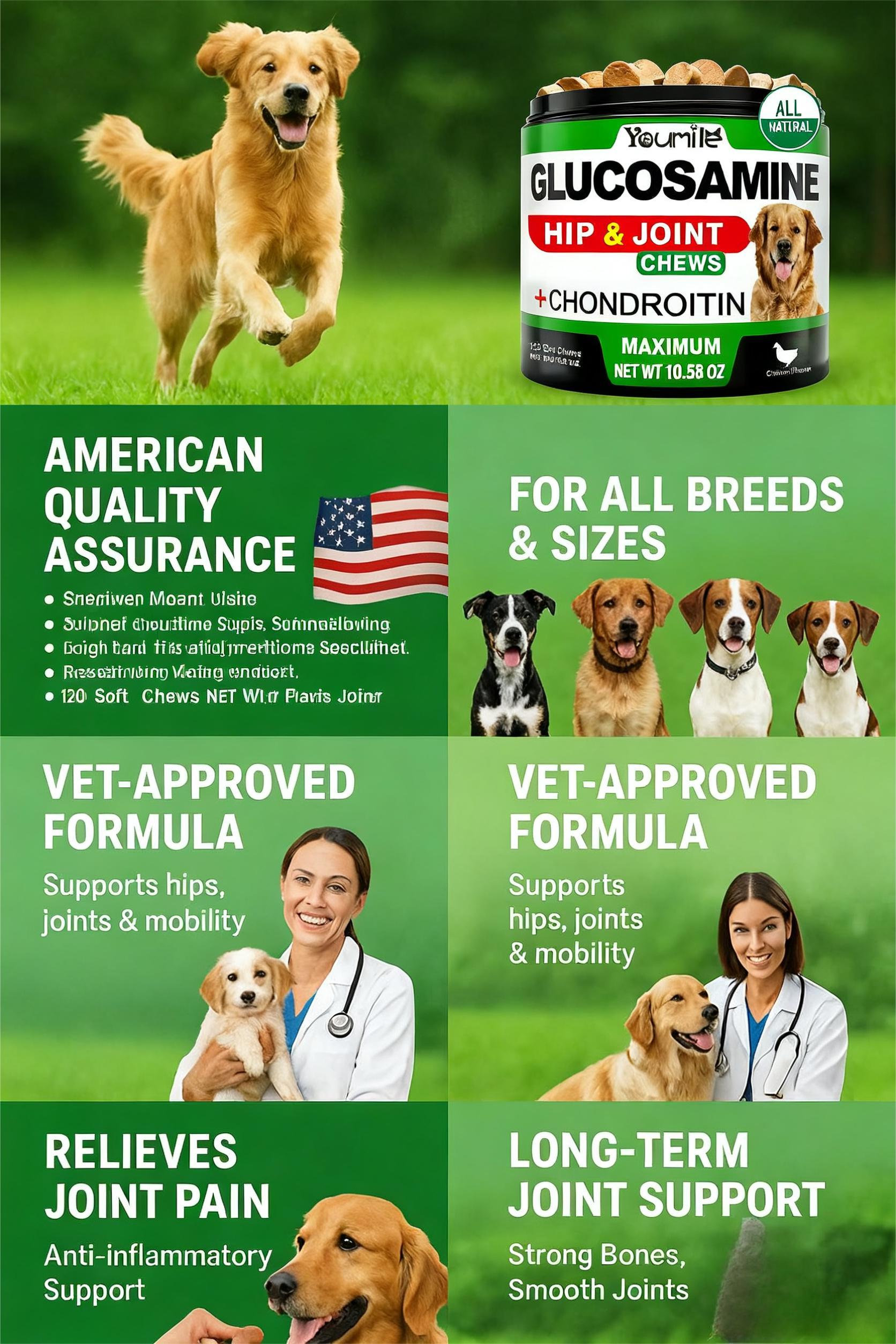 Complément de Santé des Hanches et Articulations pour Chiens - 120 Croquettes