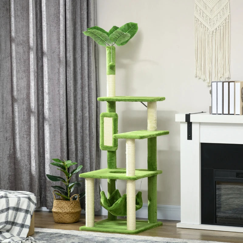 Arbre à chat PawHut pour chats d'intérieur avec hamac, tour à chat, vert