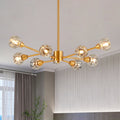 28' Modern Crystal Chandeliers, 9 Lights Golden Chandelier pour Living