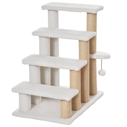 4 Levels Chat Steps avec Griffoir Posts pour High Lit, Sofa, White