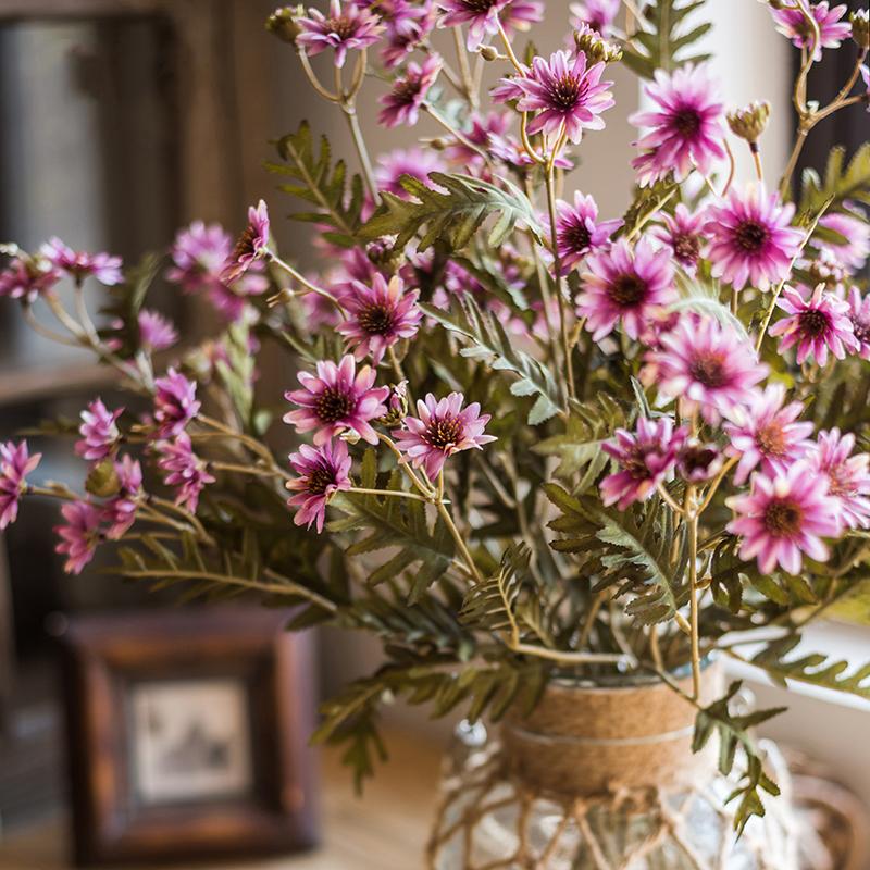 Tige de Chrysanthème en Soie Synthétique Colorée