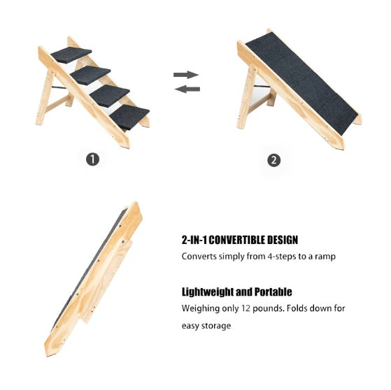 Escaliers pliables en bois : accès facile pour vos animaux