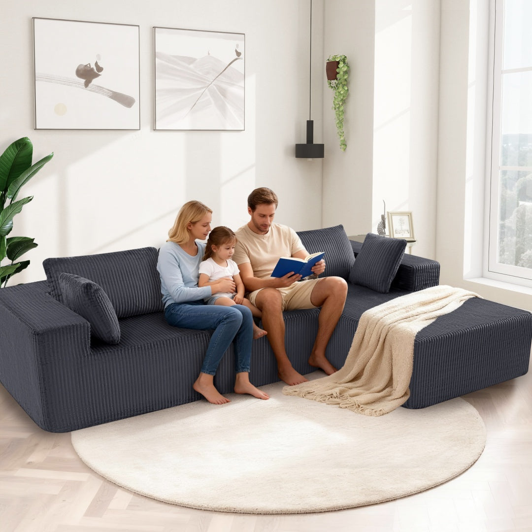 Gray Versatile Modular Sofa Lit - Space-Saving, No Assembly