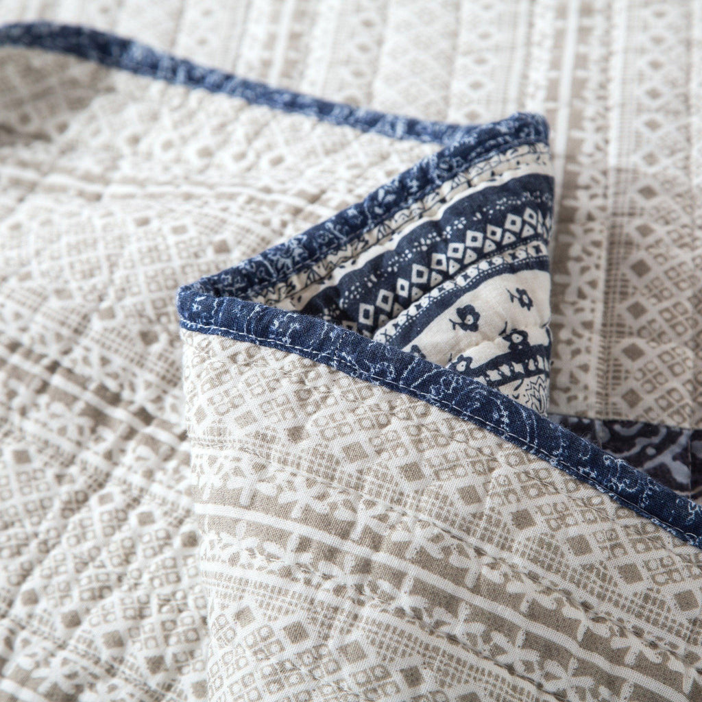 Couverture en Coton Patchwork Élégance Denim Bleu Bohème DaDa Bedding