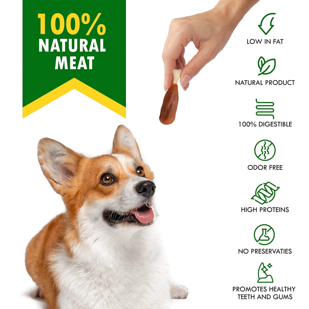 Friandises à mâcher pour chien - Os au calcium enrobés de poulet