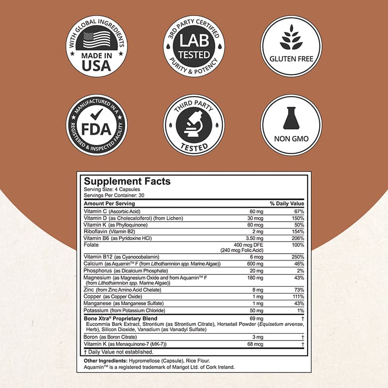 Bone Xtra - Formule à base de plantes pour soutenir des os en bonne santé pour les adultes,