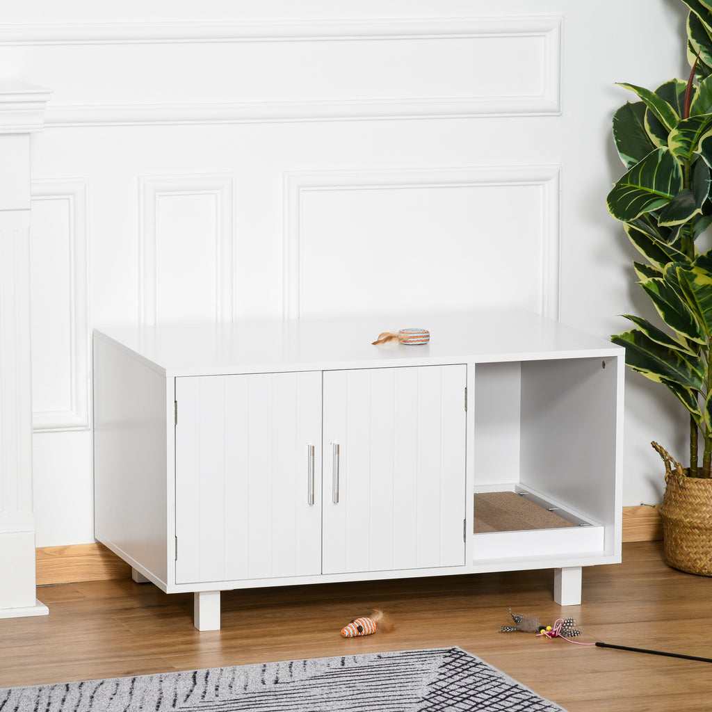 Armoire Bois Cache-Litière Compacte - Élégance et Discrétion
