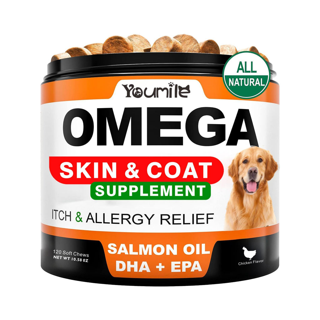 Oméga 3 pour Chiens - 120 Comprimés de Huile de Poisson