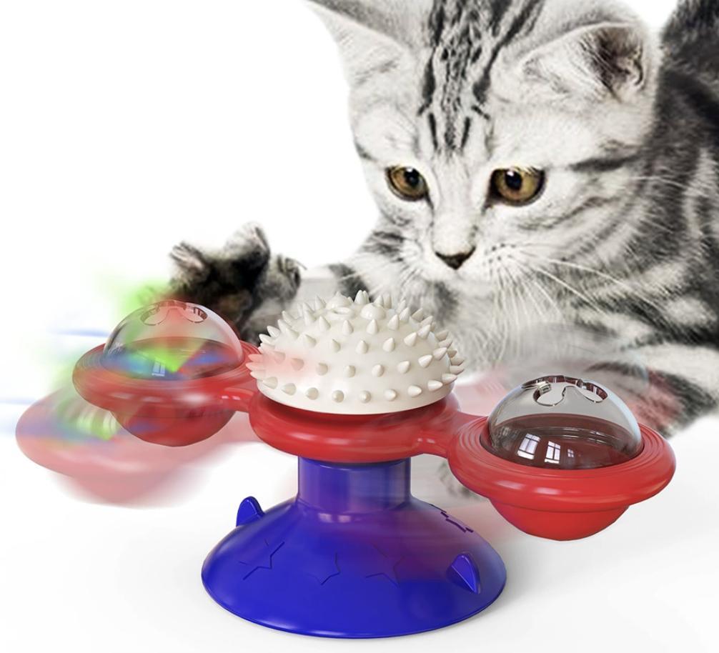 Jouet interactif en forme de moulin à vent pour chat