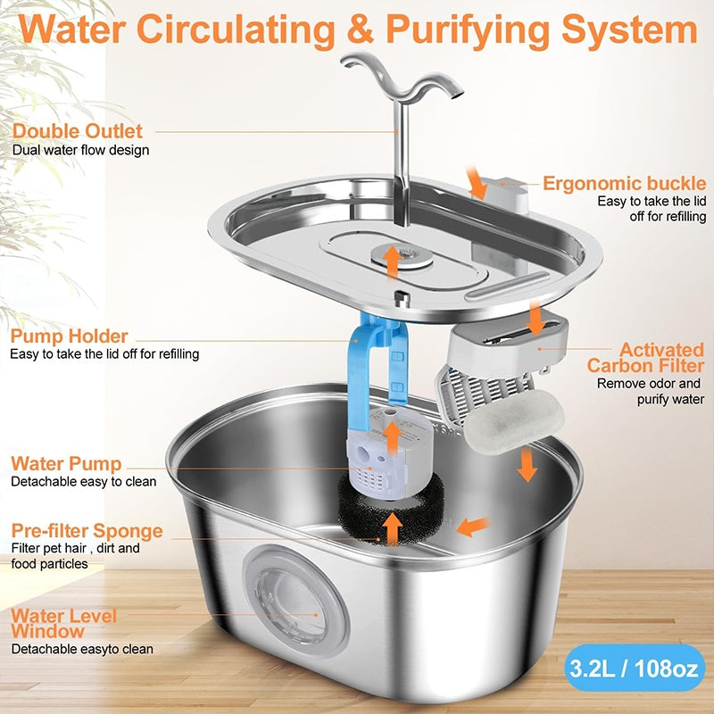 3.2L Cowhorn Model Animal Eau Dispenser - Acier Inoxydable Automatique
