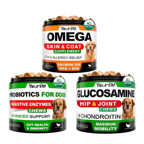Youmile Complément de Santé des Hanches et Articulations pour Chiens 120 Croquettes, Glucosamine