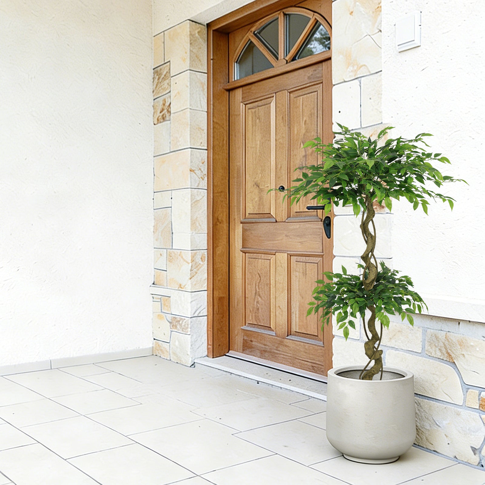 5.2FT Artificial Ficus Arbre, Lifelike Faux Banyan Arbre avec Pot pour