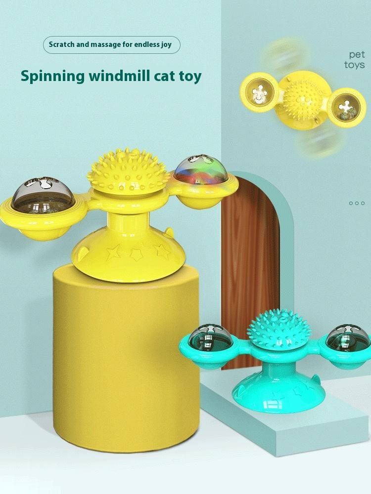 Jouet interactif en forme de moulin à vent pour chat