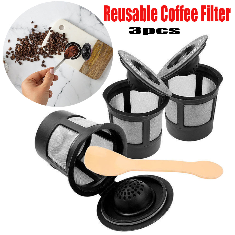 3pcs Reusable Coffee Filter Pod avec Spoon
