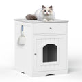 Maison en bois pour animaux, enclos pour litière de chat avec tiroir et table d'appoint.