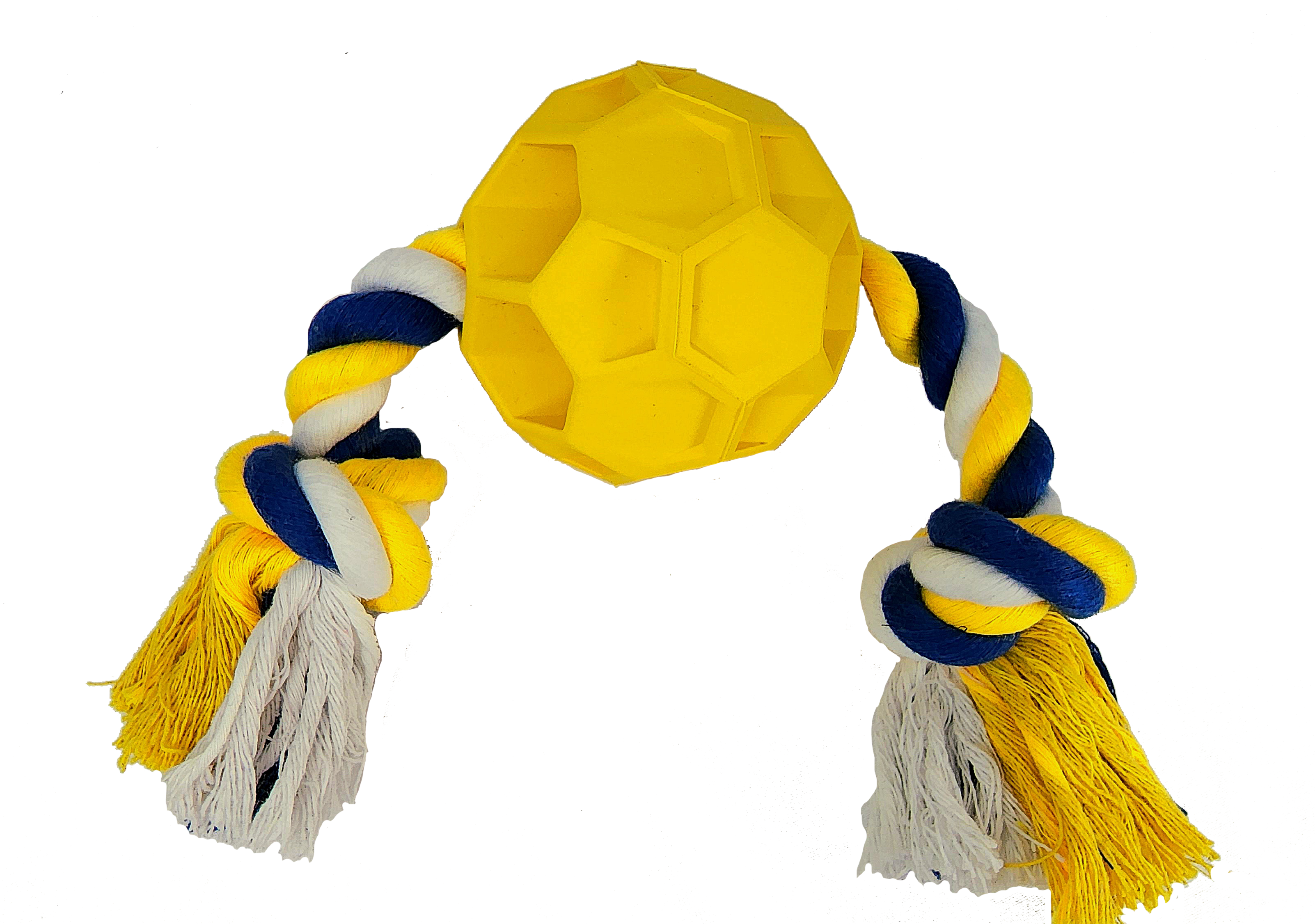 Balle de football en caoutchouc à mâcher avec corde de traction