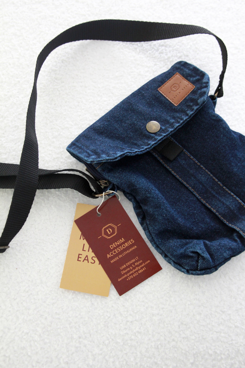 Petit sac bandoulière en denim avec fermeture éclair, DenimDeko