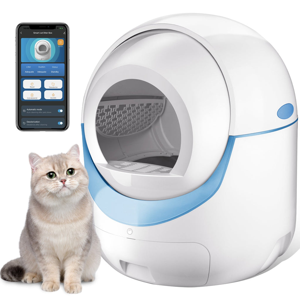 Bac à litière auto-nettoyant silencieux pour chats heureux