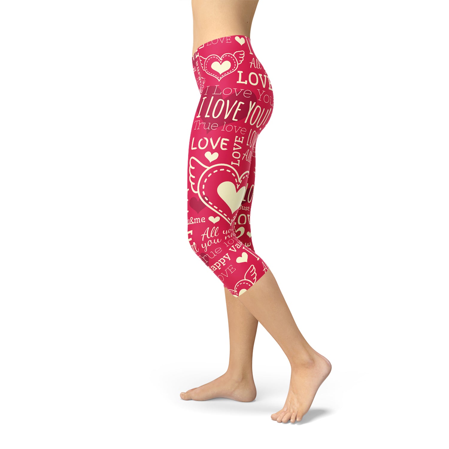 Leggings Capri Rouges Cœurs d'Amour
