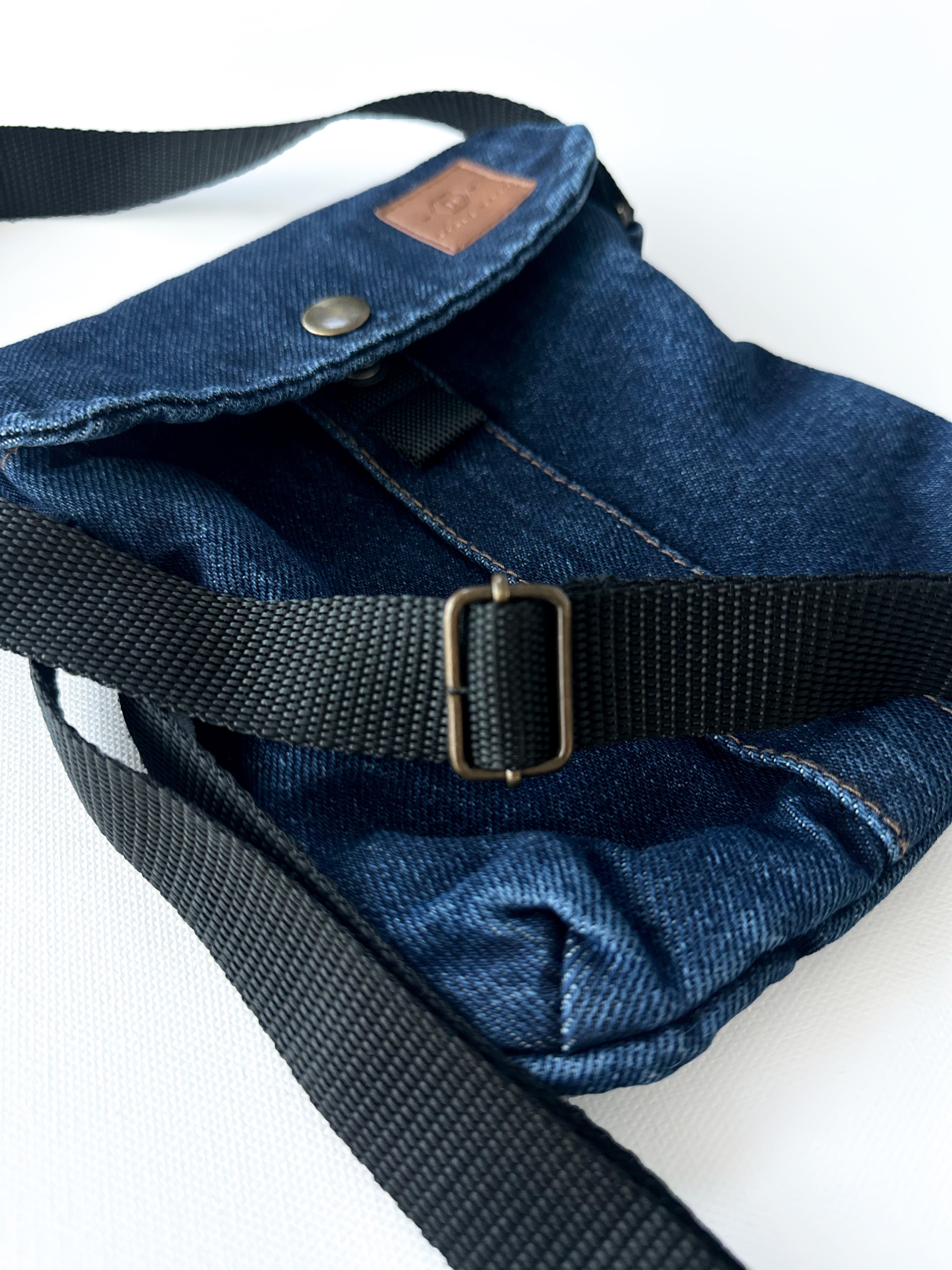 Petit sac bandoulière en denim avec fermeture éclair, DenimDeko