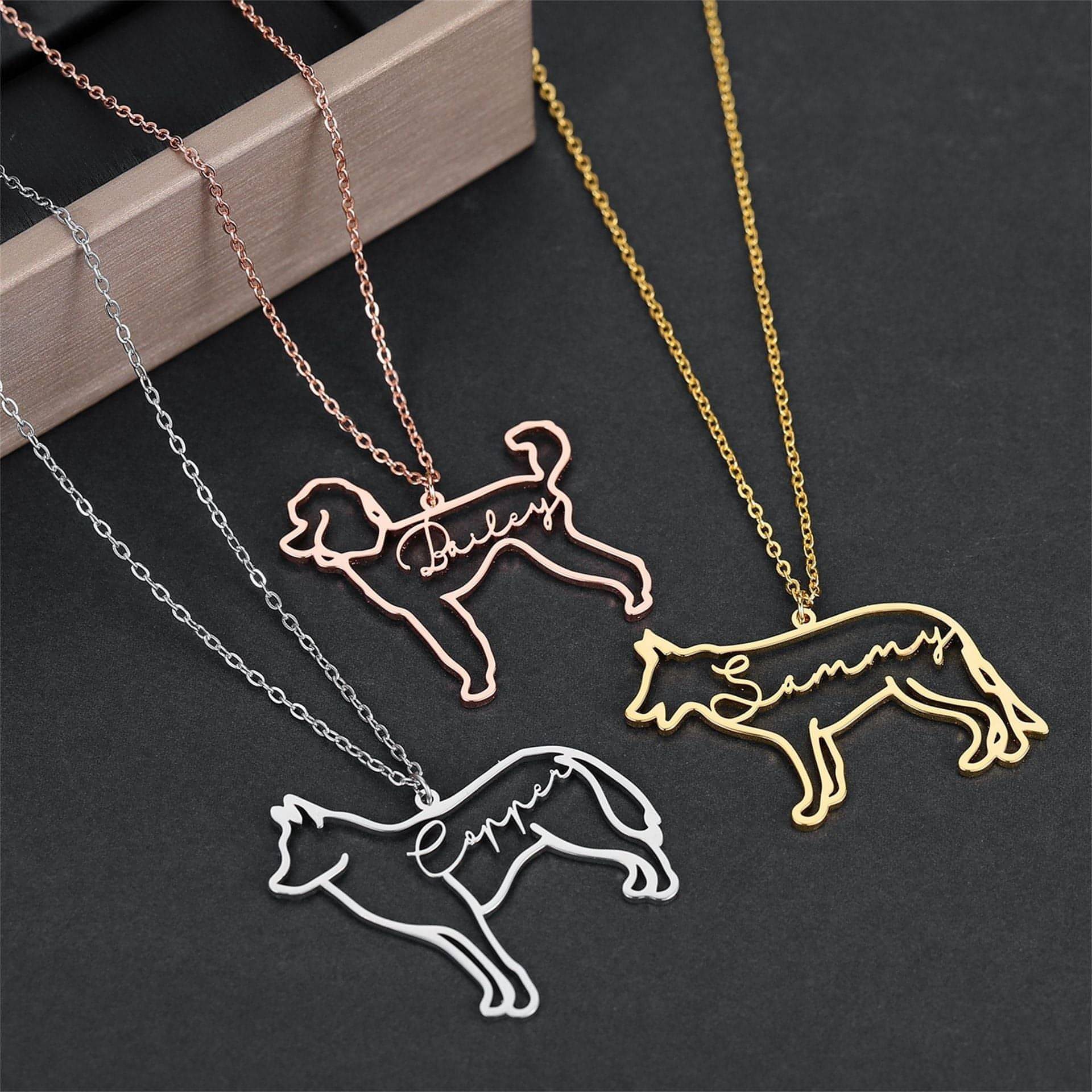 Collier en Silhouette de Chien Personnalisé