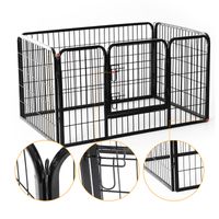 PawHut Parc de Jeu Noir 49" à 4 Panneaux pour Animaux - Pénalité Robuste pour Chiens et Chats