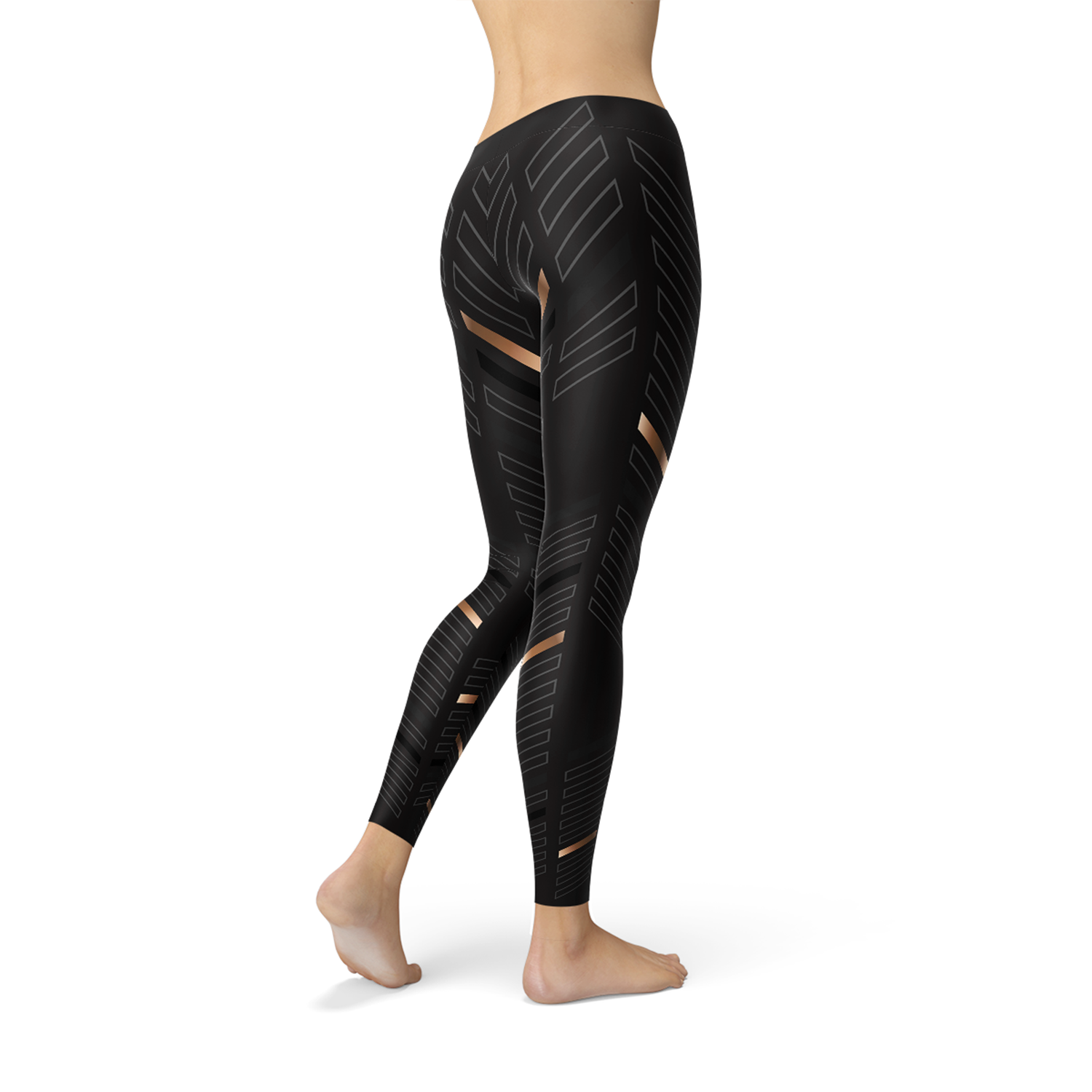 Leggings noirs à rayures sportives pour femmes