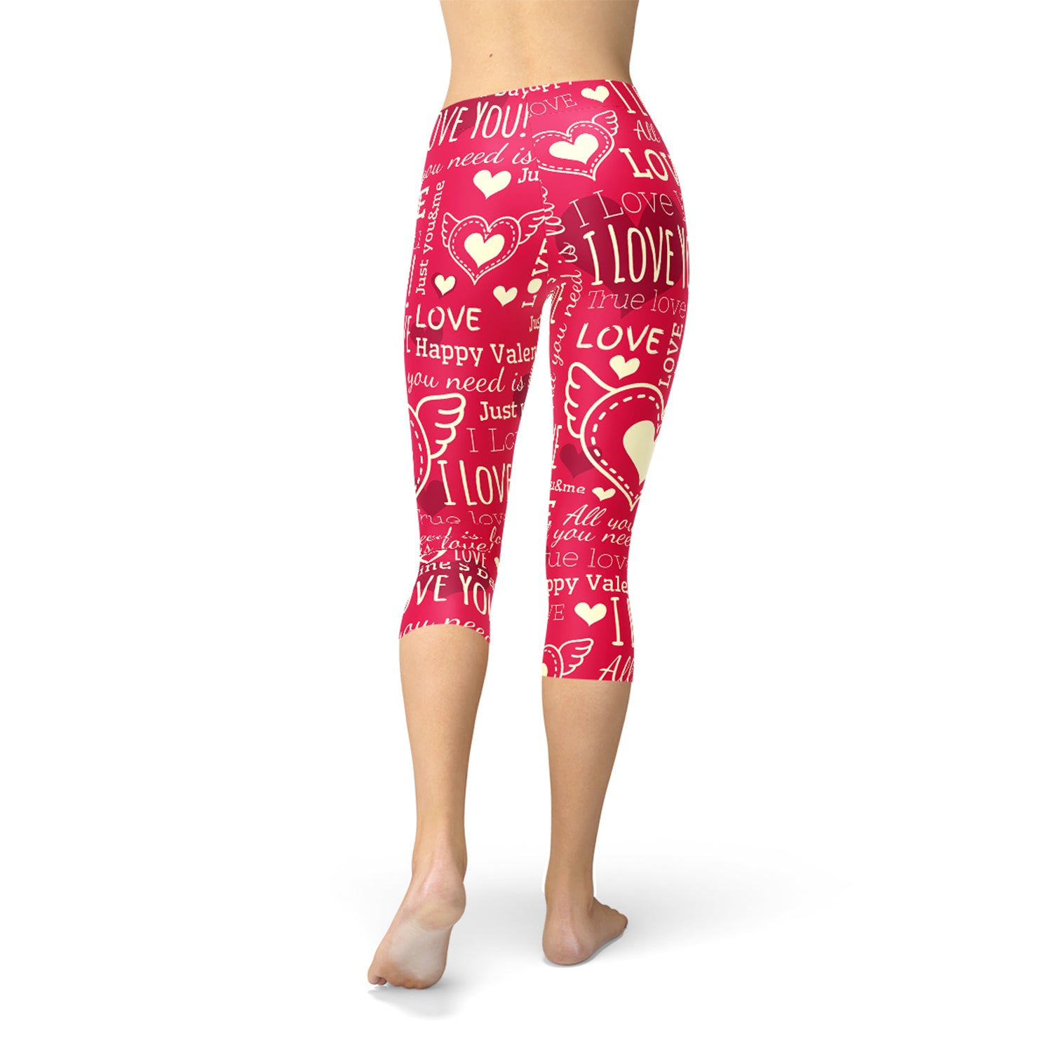 Leggings Capri Rouges Cœurs d'Amour