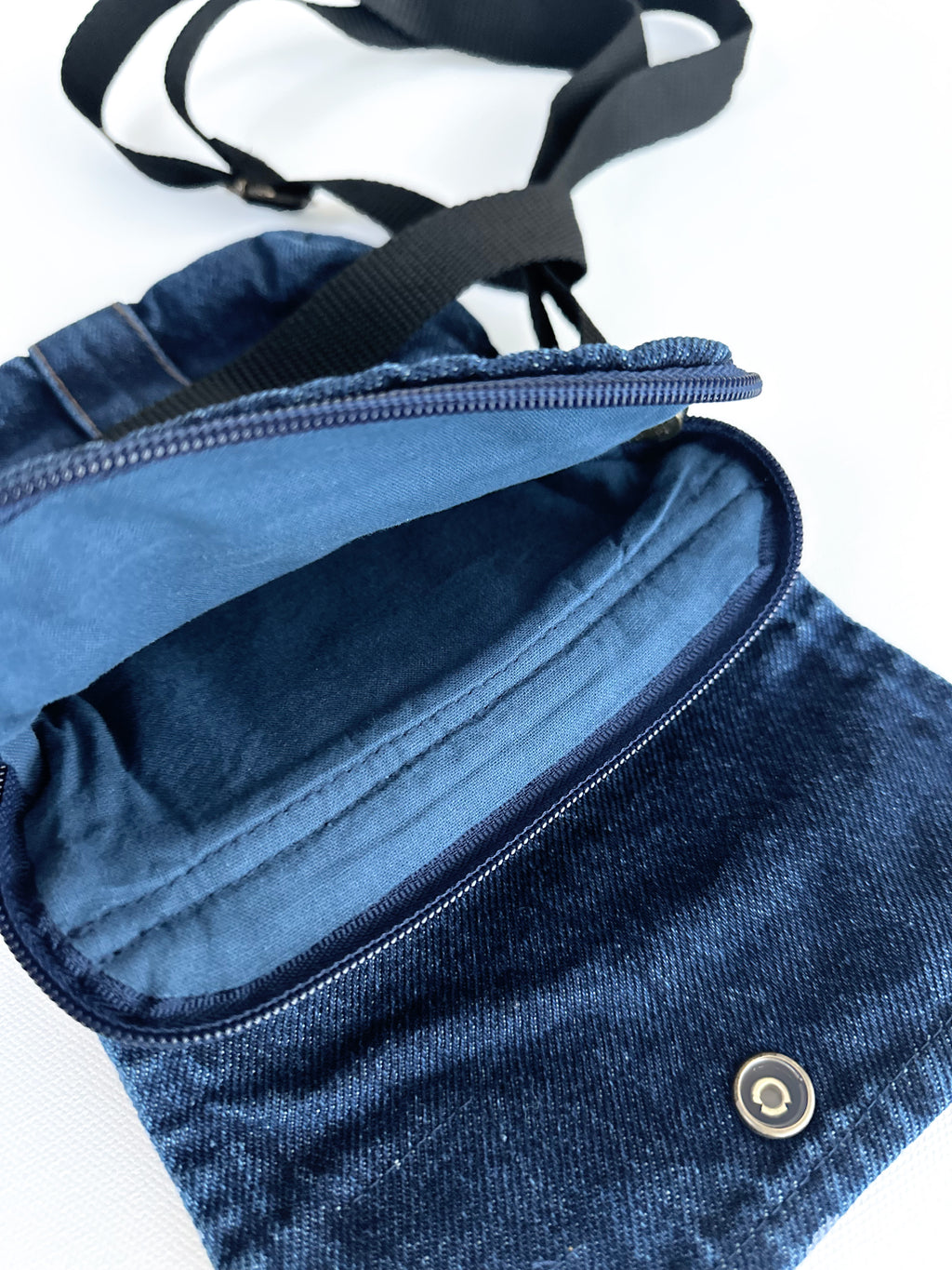 Petit sac bandoulière en denim avec fermeture éclair, DenimDeko