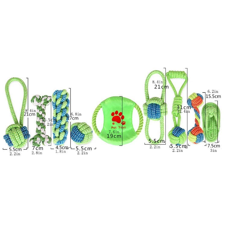 9 Jouets à mâcher en corde de coton
