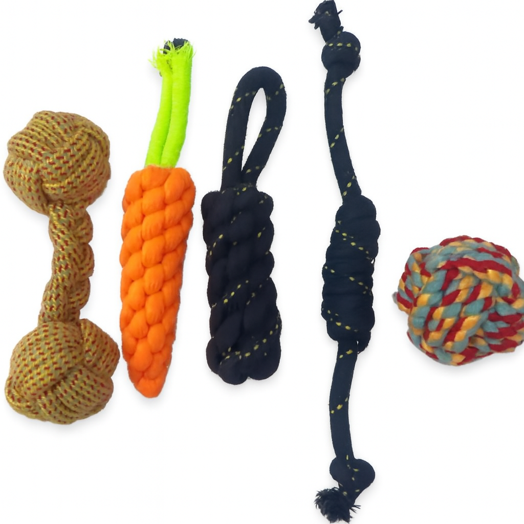 Ensemble de jouets à mâcher et à tirer 5 en 1 pour chiens