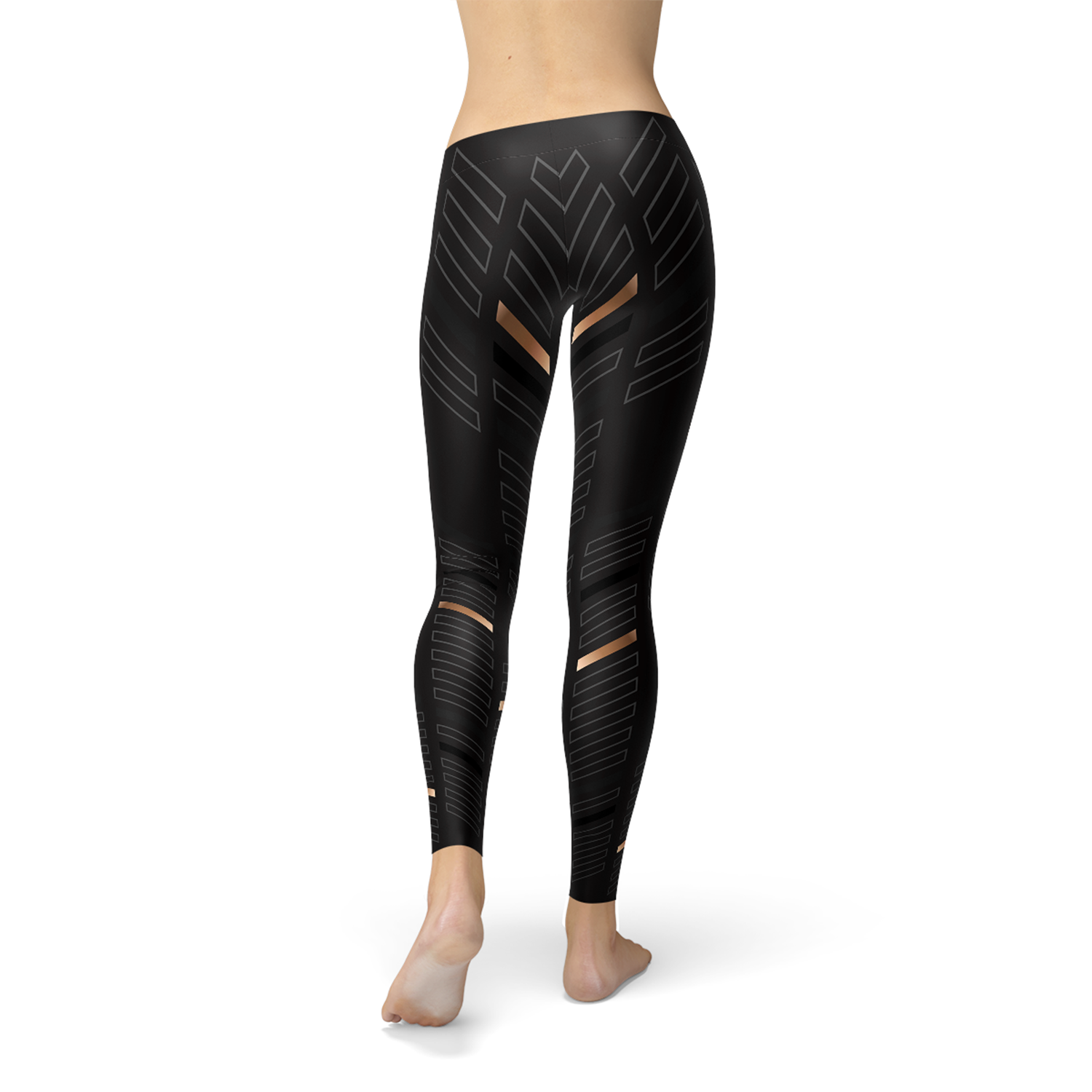 Leggings noirs à rayures sportives pour femmes