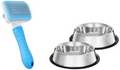 Kit de toilettage pour animaux – Brosse et bols en acier inoxydable