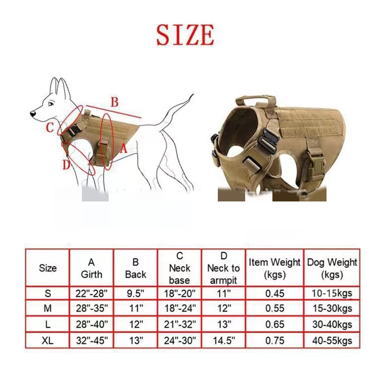 Harnais Tactique pour Chien avec Collier et Laisse