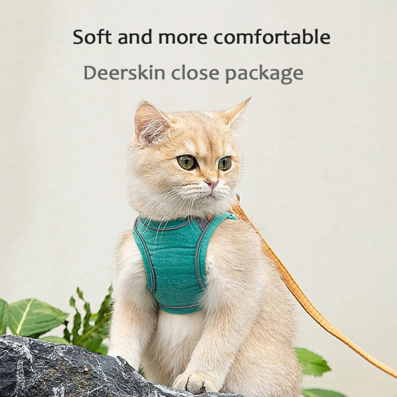 Harnais pour chat réglable avec laisse et gilet réfléchissant
