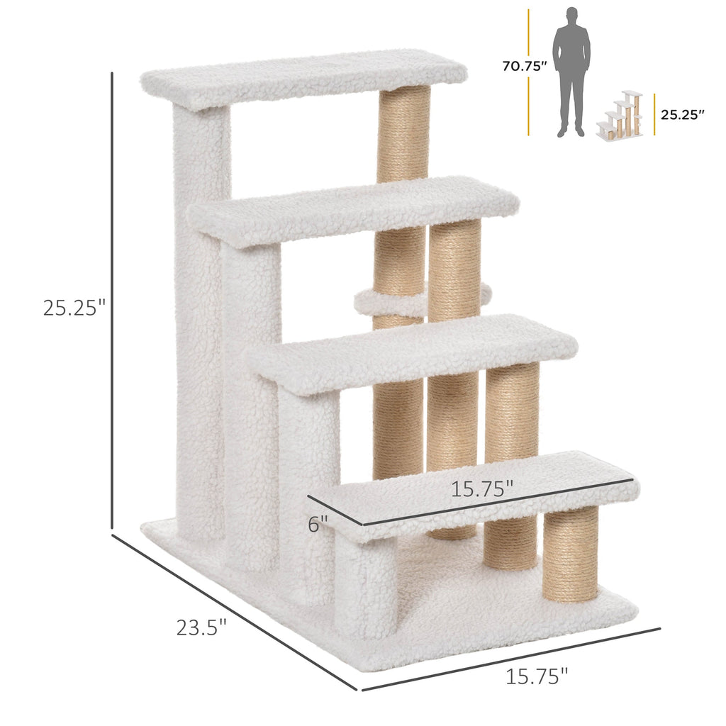 4 Levels Chat Steps avec Griffoir Posts pour High Lit, Sofa, White