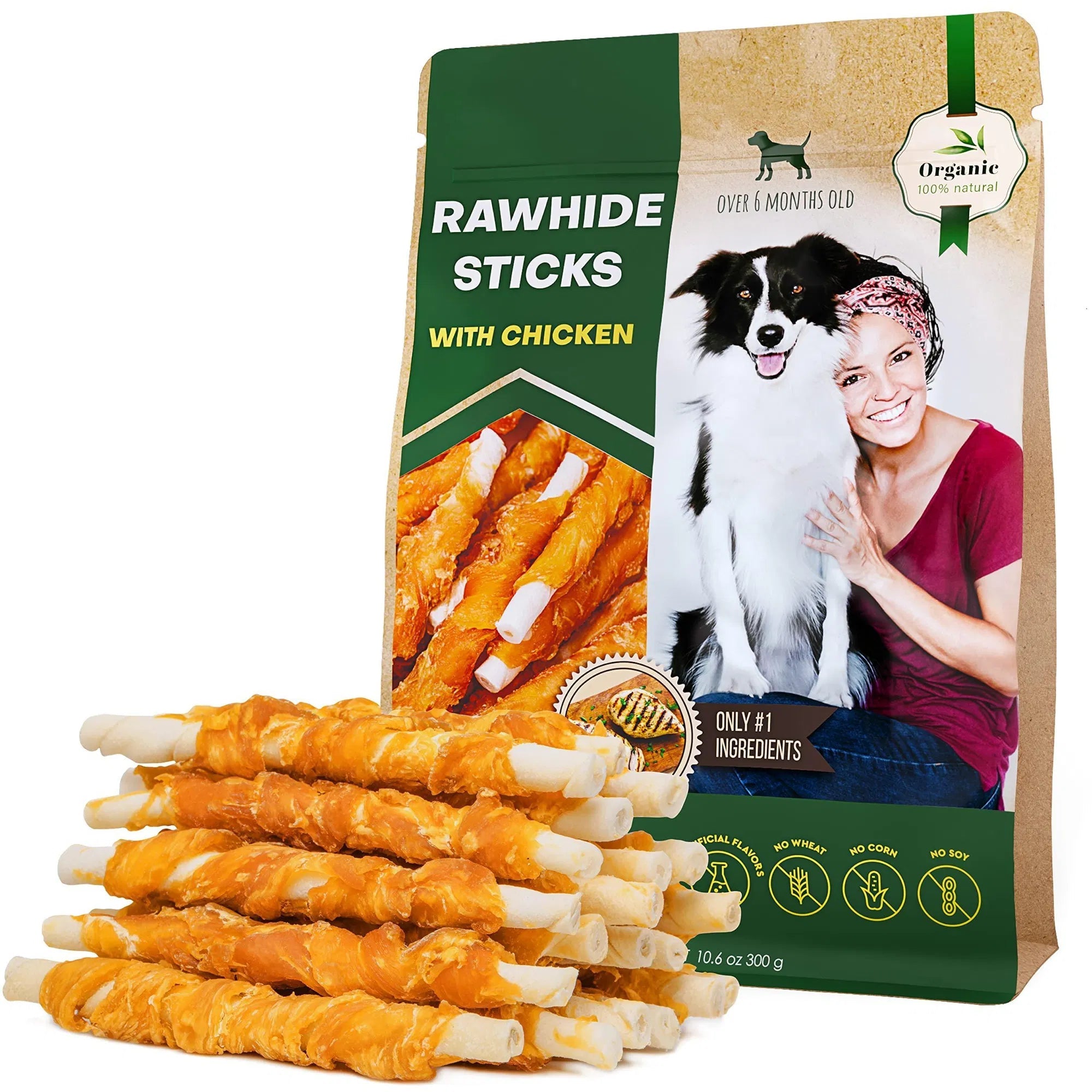 Friandises à mâcher sans céréales pour chien au poulet