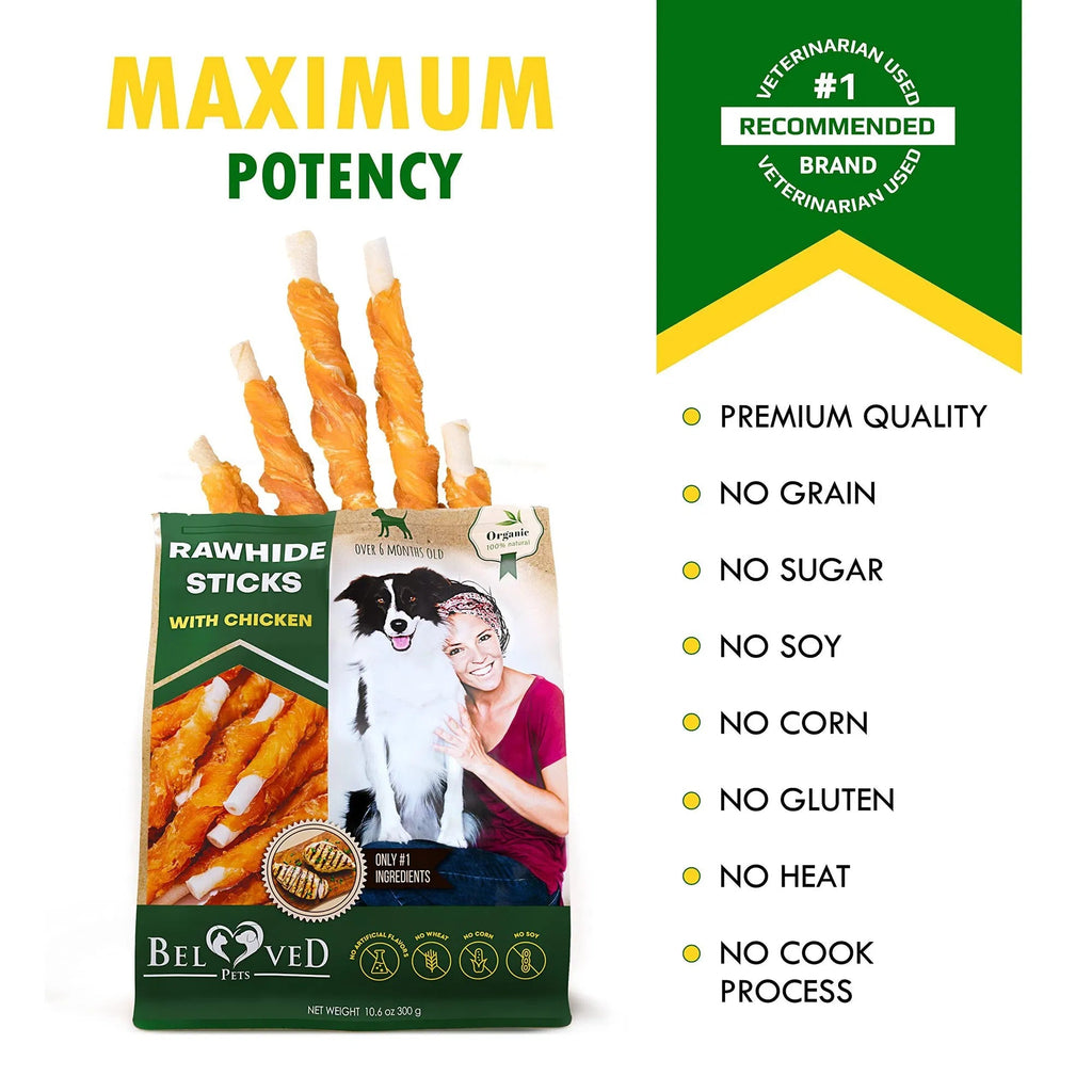 Friandises à mâcher sans céréales pour chien au poulet