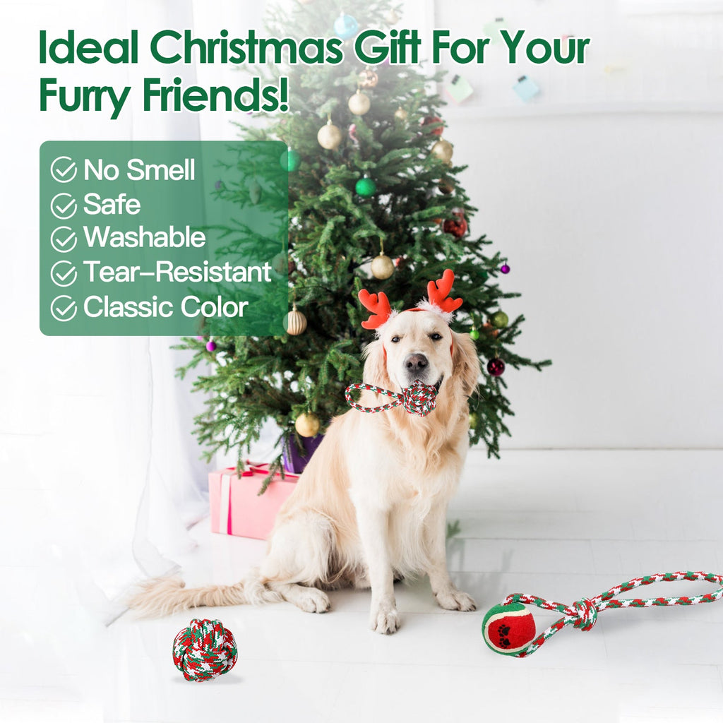 Ensemble de 5 jouets à mâcher en corde de Noël pour chiens