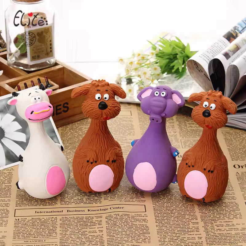 4 jouets à mâcher en latex pour chien avec son