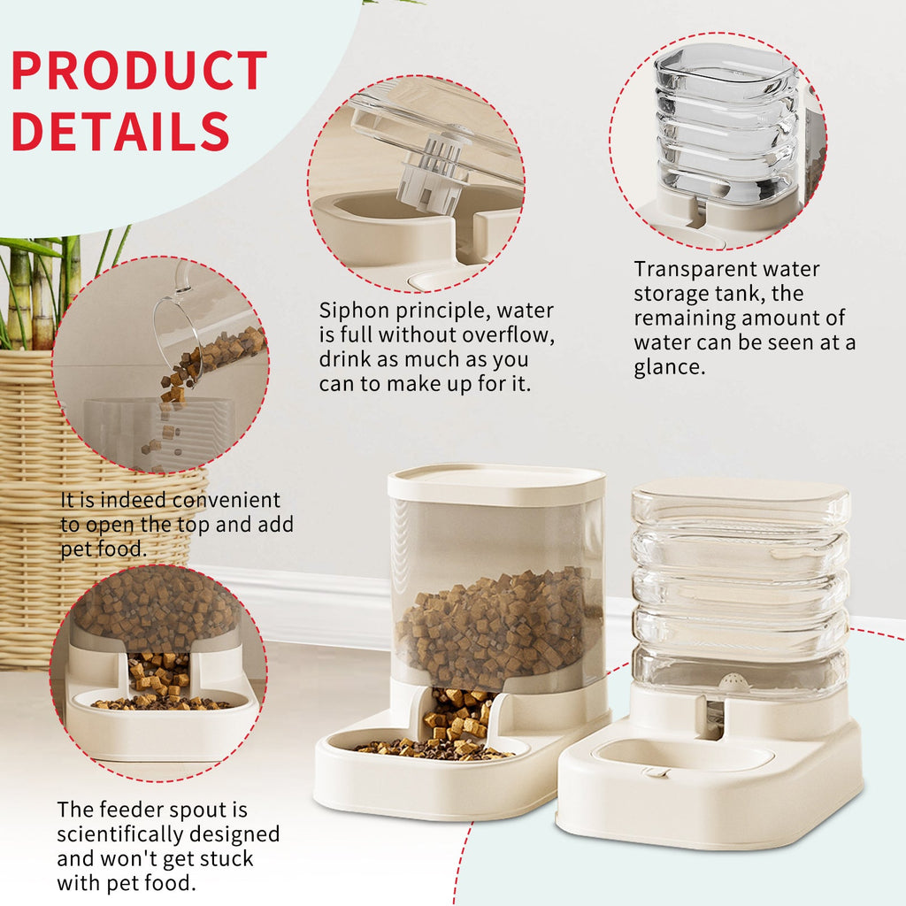 Distributeur de nourriture et d'eau pour animaux séparables - Grande capacité automatique